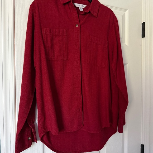 Old navy dark red flannel button down small tall - Picture 1 of 3